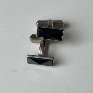 Sophisticated Black Onyx and Silver Cufflinks